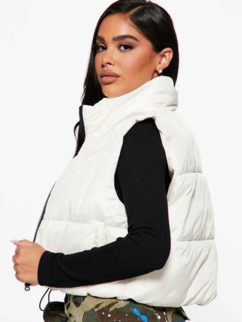 Fashion Nova off-White/ creme Puffer Vest